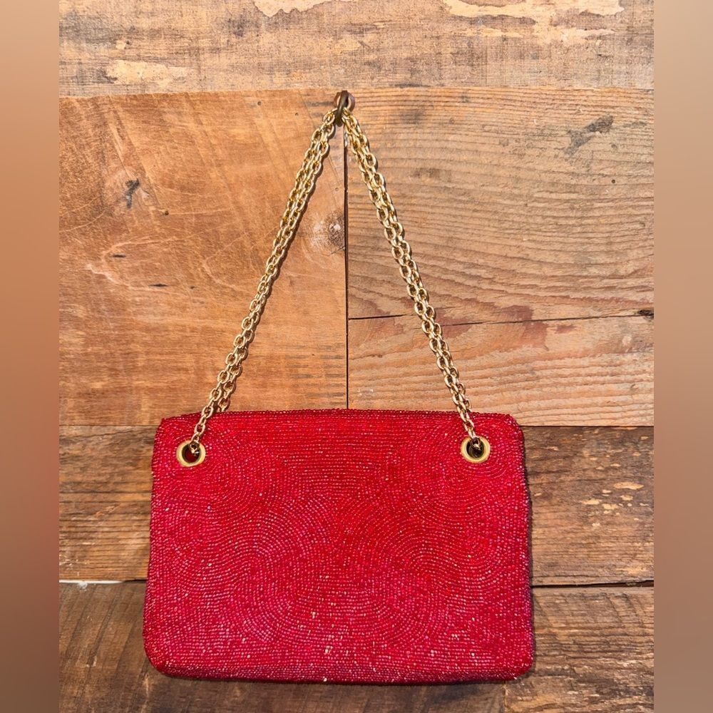 1940s 1950s Vintage Walborg Red Caviar Beaded Handbag Handmade Belgium EVC